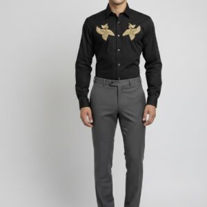 Men’s Black Embroidered Shirt