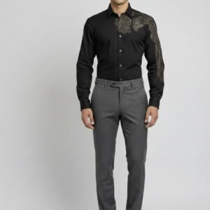 Men’s Black Embroidered Shirt