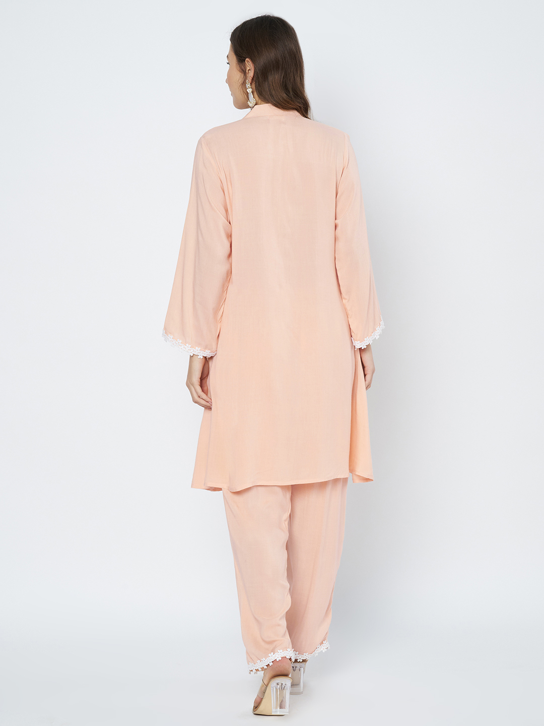 Blush Peach Lace Detail Co-ord Set - Image 2