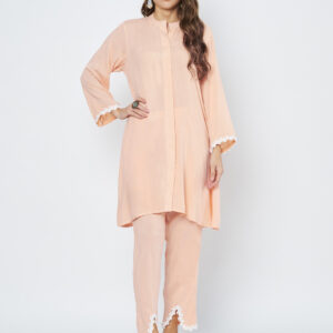 Blush Peach Lace Detail Co-ord Set
