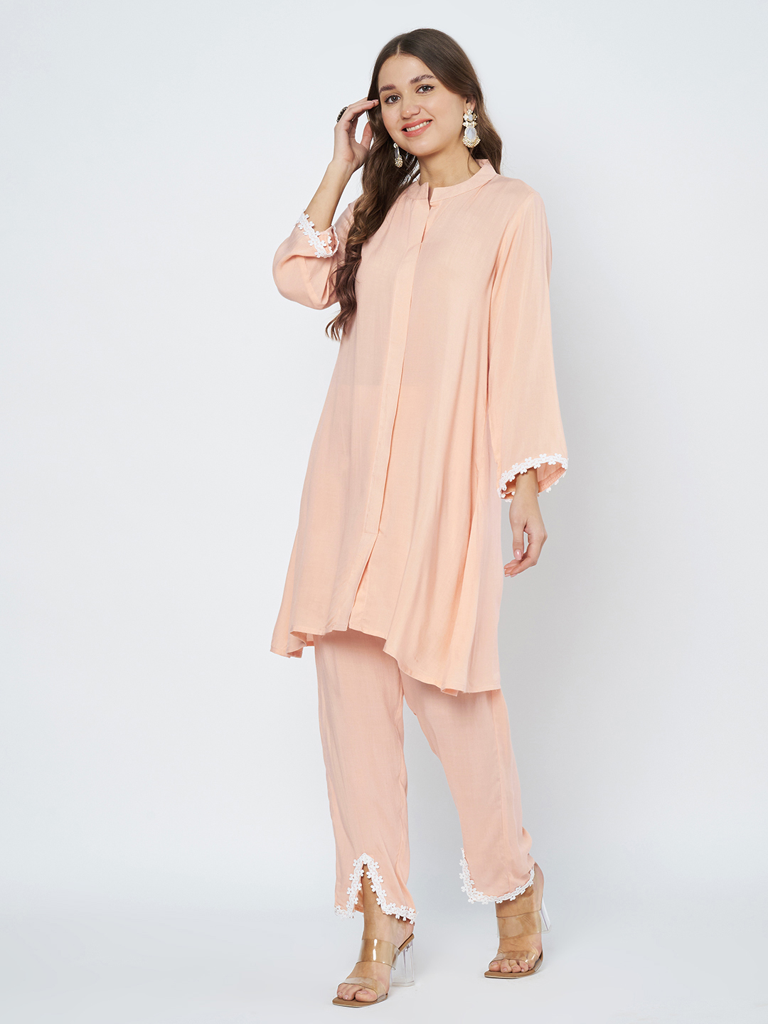 Blush Peach Lace Detail Co-ord Set - Image 3