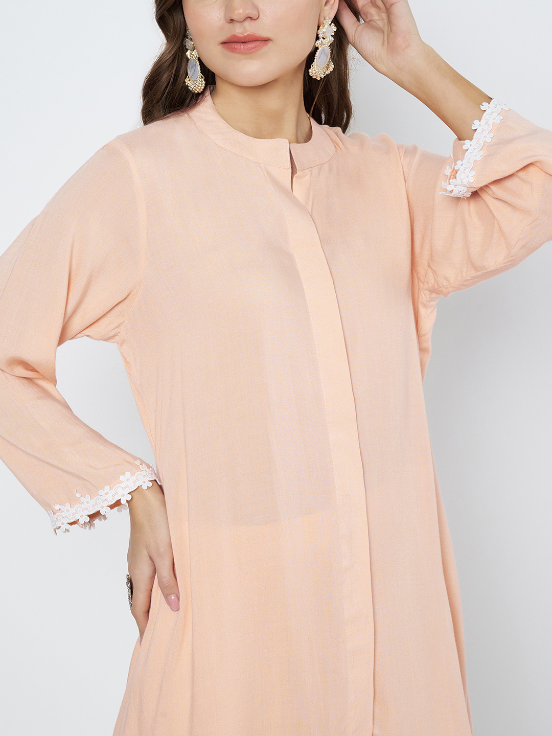 Blush Peach Lace Detail Co-ord Set - Image 4