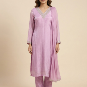 Blush Pink Embellished Kurta Pant & Dupatta Set