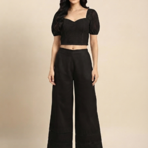 Women’s  Solid Wide Leg Palazzo Pants