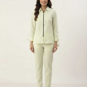 Lime Green Checked Zip-Up Co-Ord Set